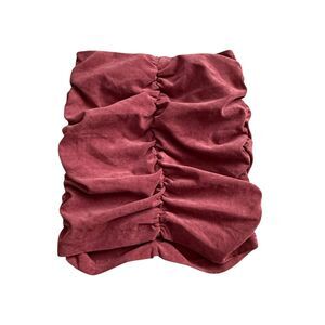 ZARA Corduroy Ruched Mini Skirt Rose Pink Size M High Waist Retro Stretch